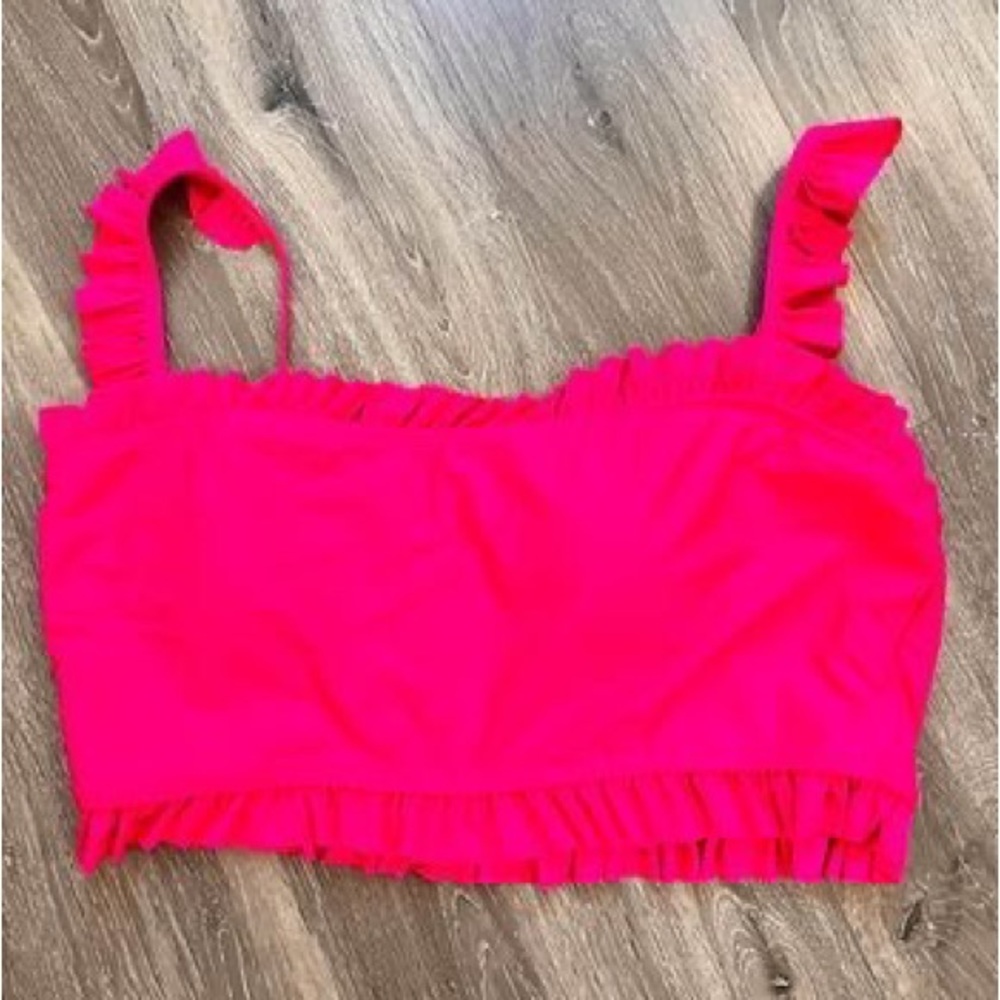 Cute pink ruffled bikini top